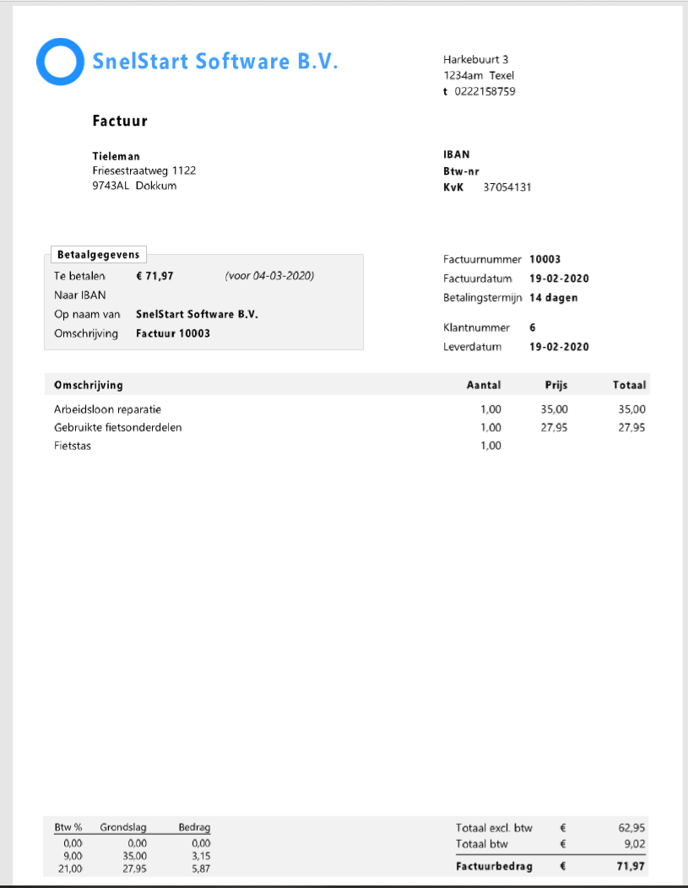 Een factuur maken met hoog en laag btwpercentage